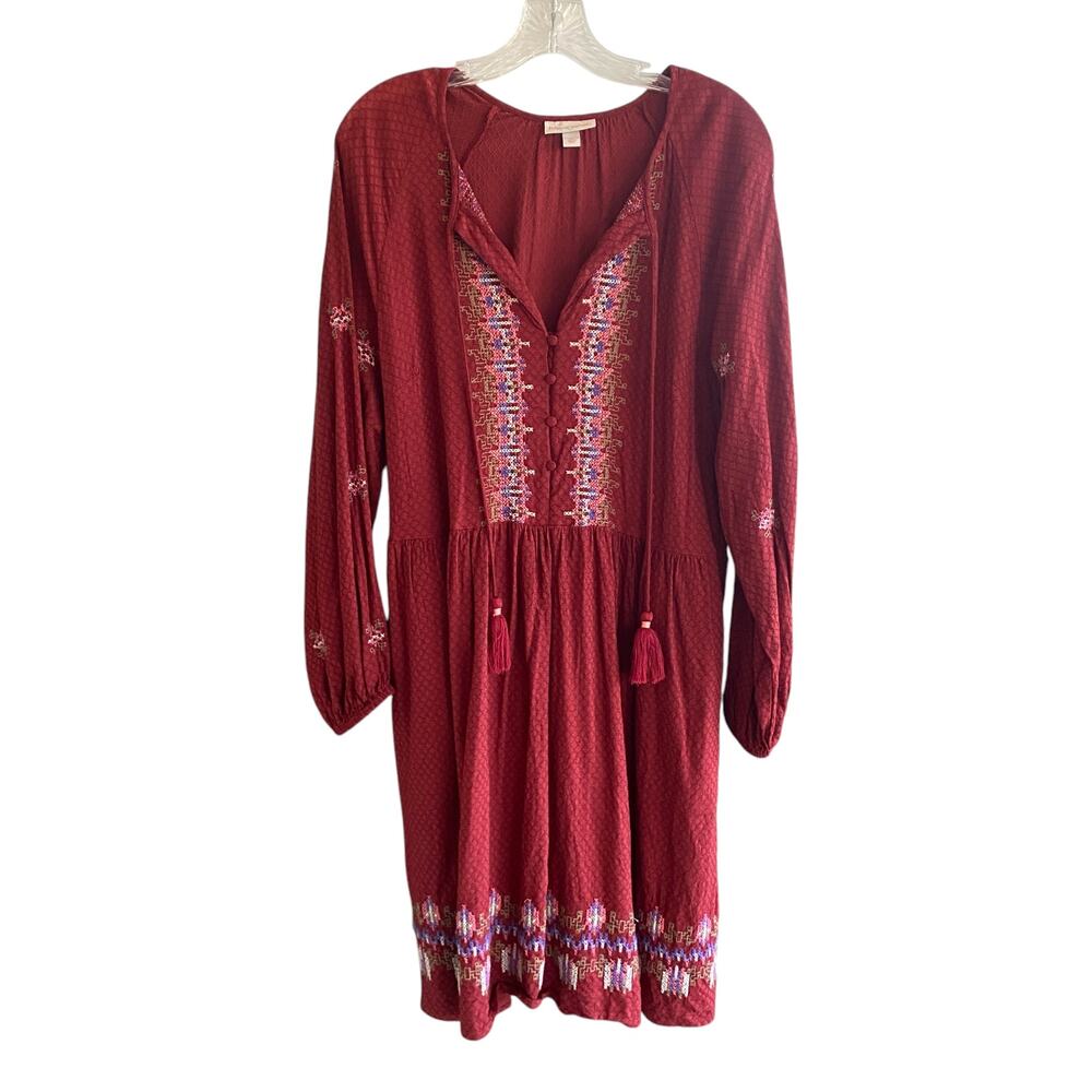 KNOX ROSE Boho Dress XXL Stitching Tassel Tie CottageCore Peasant Prairie Boho